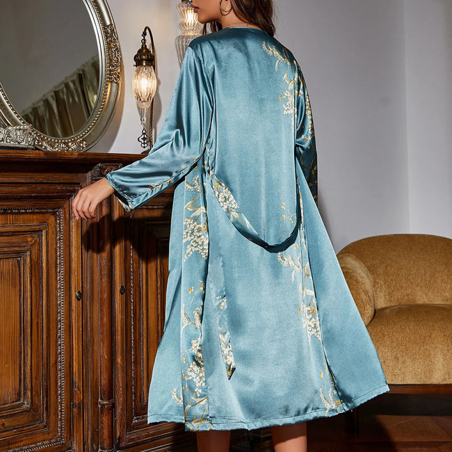 Blossom & Silk Floral Satin Slip Dress & Robe Set