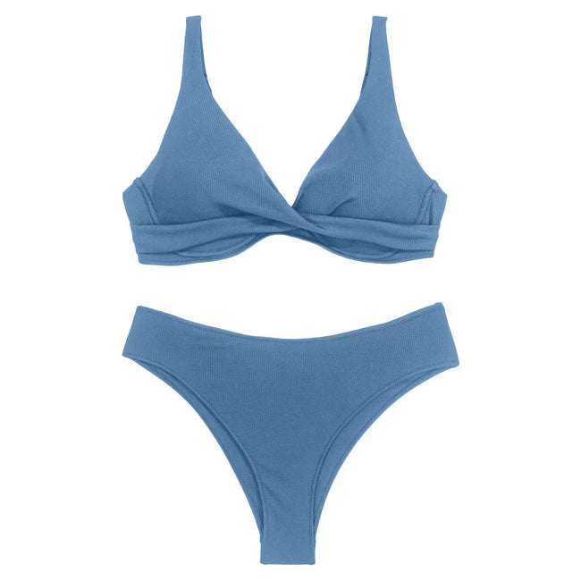 Twist & Shout High Waist Textured Bikini Set