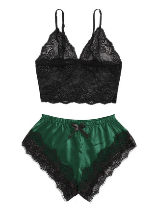 Sweet & Savage Lace Bralette & Satin Shorts Set