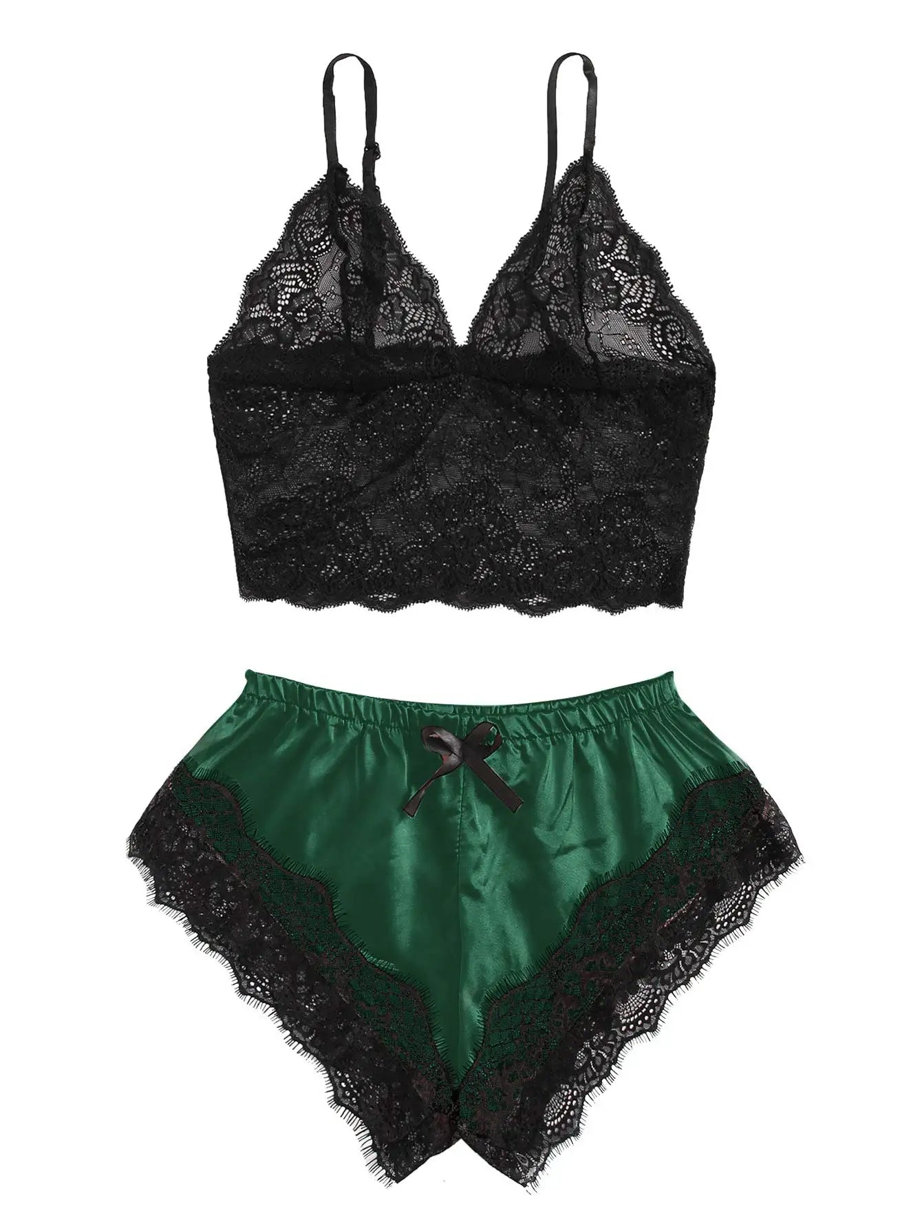 Sweet & Savage Lace Bralette & Satin Shorts Set