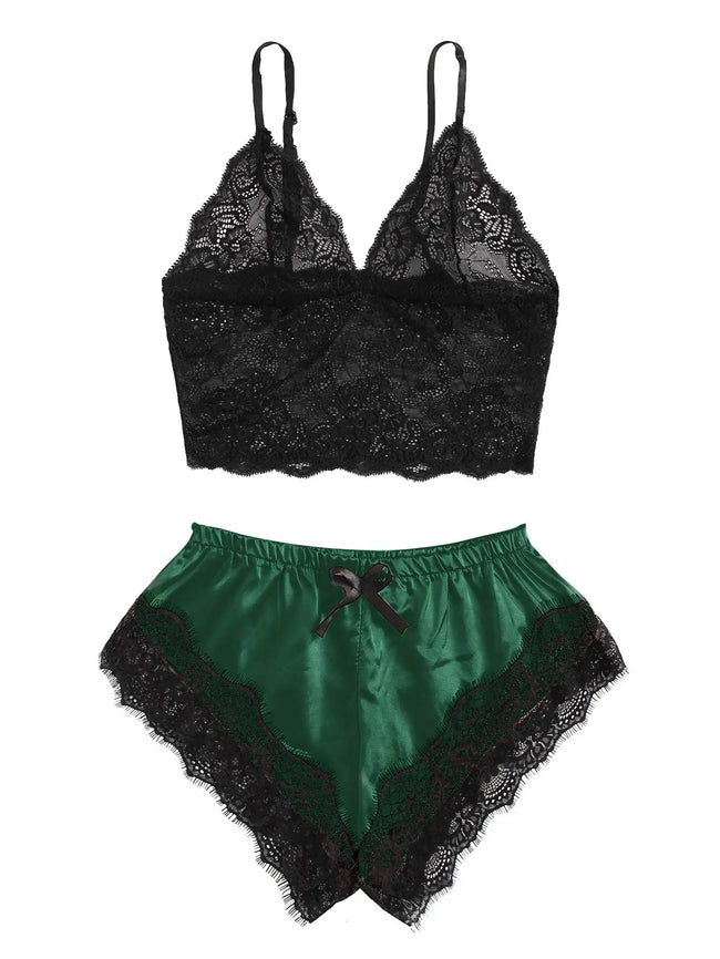Sweet & Savage Lace Bralette & Satin Shorts Set