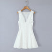 Eyelet Lace Button Front Mini Dress
