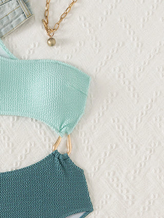 One In A Million One Shoulder Hardware Bikini Set