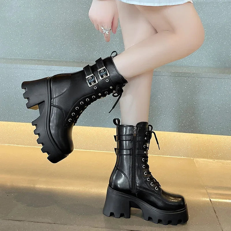 Rebel Platform Buckle Boots
