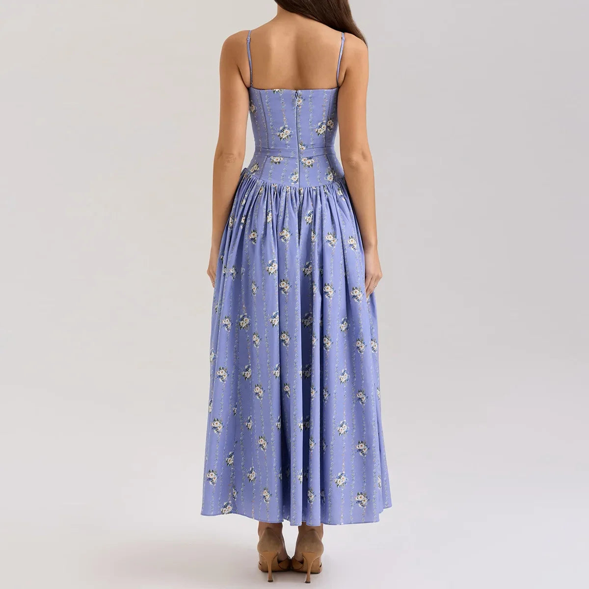 Floral Bow Corset Midi Dress