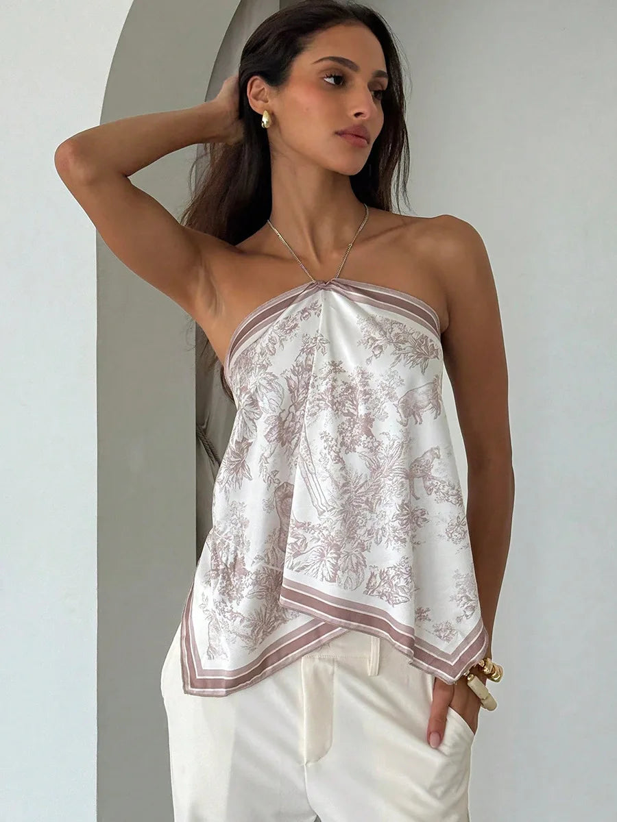 Porcelain Scarf Halter Top