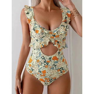 Garden Party Ruffle Cut-Out One Piece Swimsuit