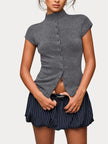 Boat Neck Button Top