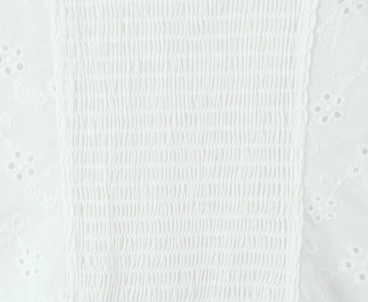 Eyelet Lace Button Front Mini Dress