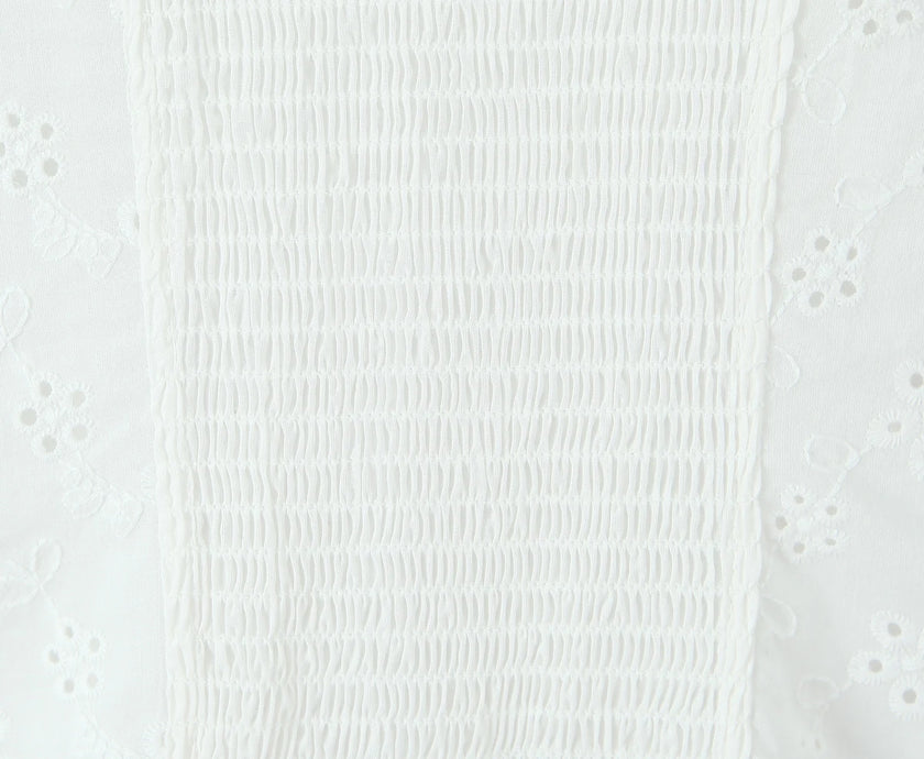 Eyelet Lace Button Front Mini Dress