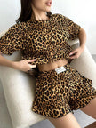 Wild At Heart Leopard Print Tee & Shorts Lounge Set