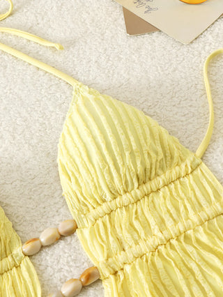 Shell Yeah Textured Halter Cut-Out One Piece Swimsuit