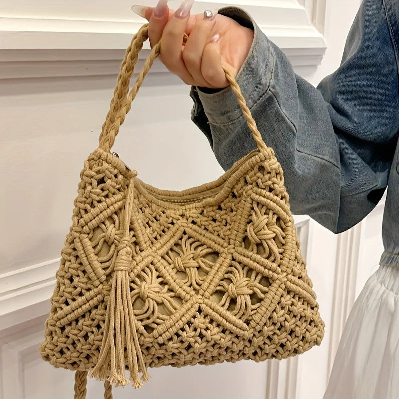 Knot Your Average Macramé Tassel Crossbody Bag