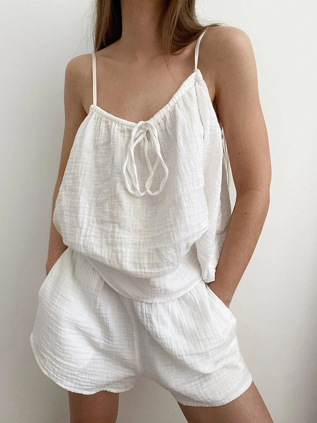 Bare & Breezy Gauze Cotton Cami & Shorts Set