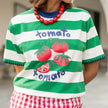 Summer Striped Graphic Crop Tee