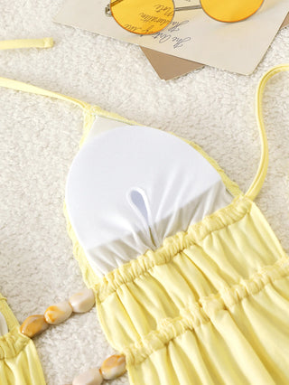Shell Yeah Textured Halter Cut-Out One Piece Swimsuit