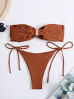 Goddess Mode Ruched Bandeau & Tie Side Bikini Set