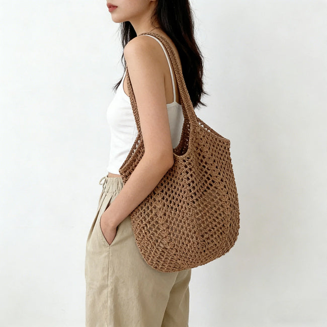 Seaside Daydream Crochet Shoulder Tote Bag