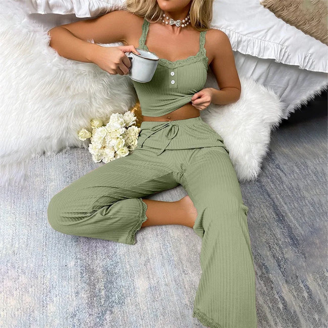 Morning Muse Scallop Cami & Wide Leg Pants Lounge Set