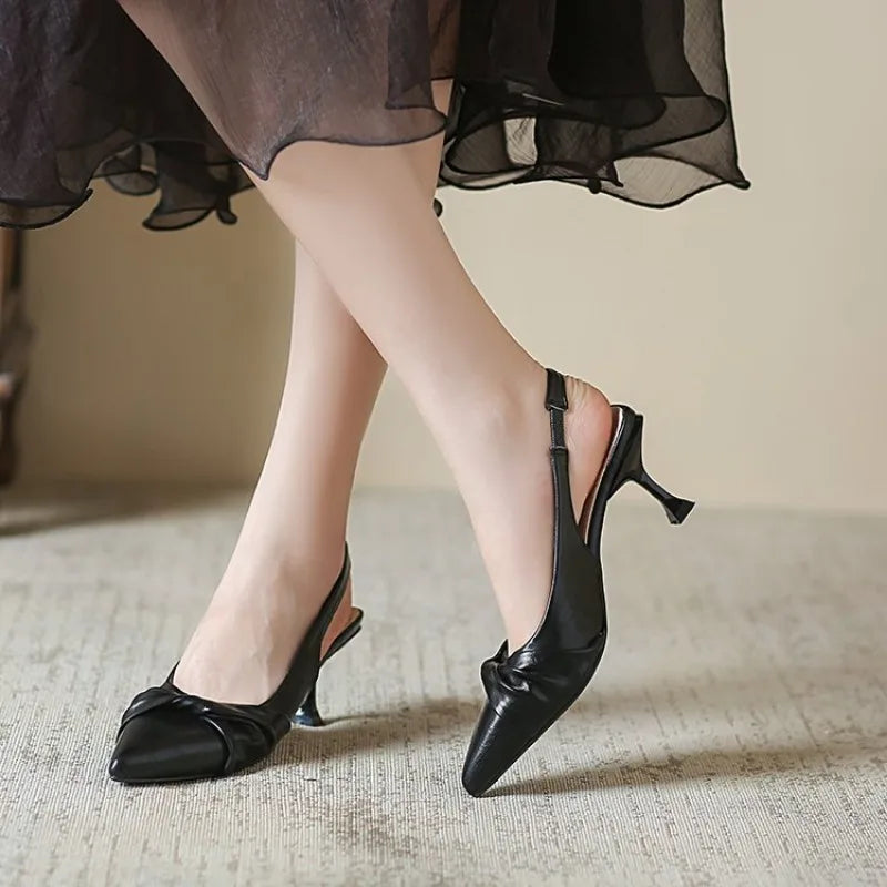 Knot Your Average Twist Bow Slingback Kitten Heels
