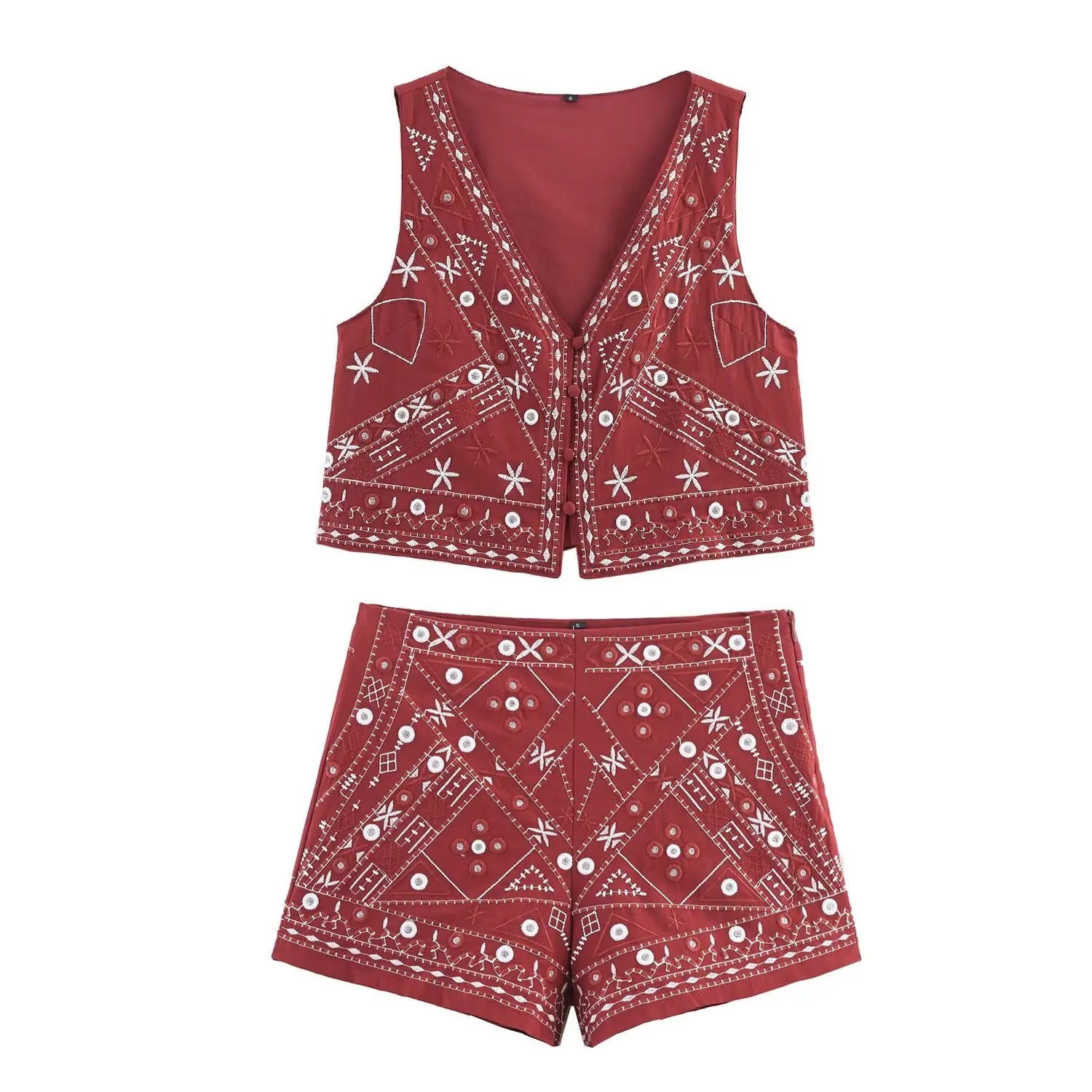 Embroidered Mirror Detail Two Piece Set
