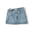 Asymmetrical Low Rise Denim Mini Skirt