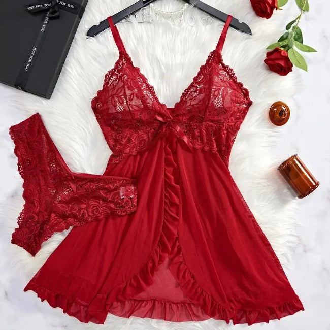 Dreamy Ruffle Babydoll & Lace Panty Set