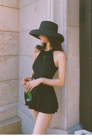 Dive Into Drama Halter Skirt One Piece Swimsuit
