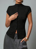 Boat Neck Button Top