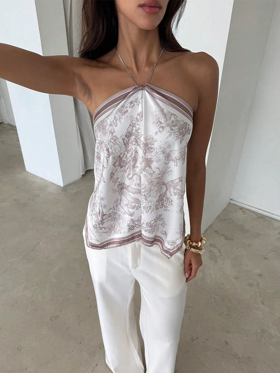 Porcelain Scarf Halter Top