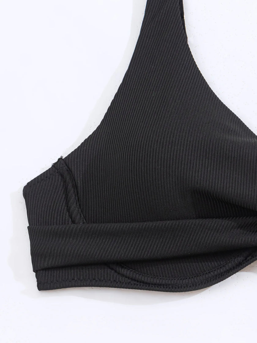 Twist & Shout High Waist Textured Bikini Set