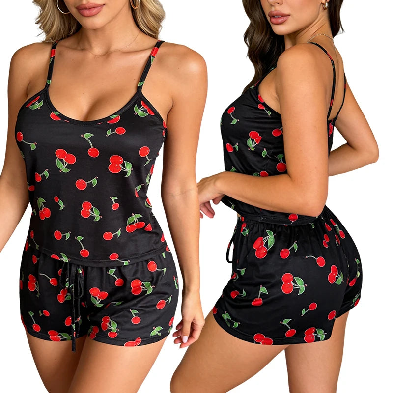 Pick Me Up Printed Crop Cami & Shorts Lounge Set