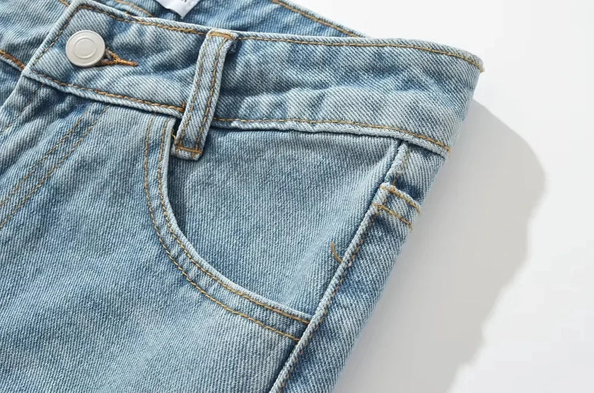 Asymmetrical Low Rise Denim Mini Skirt