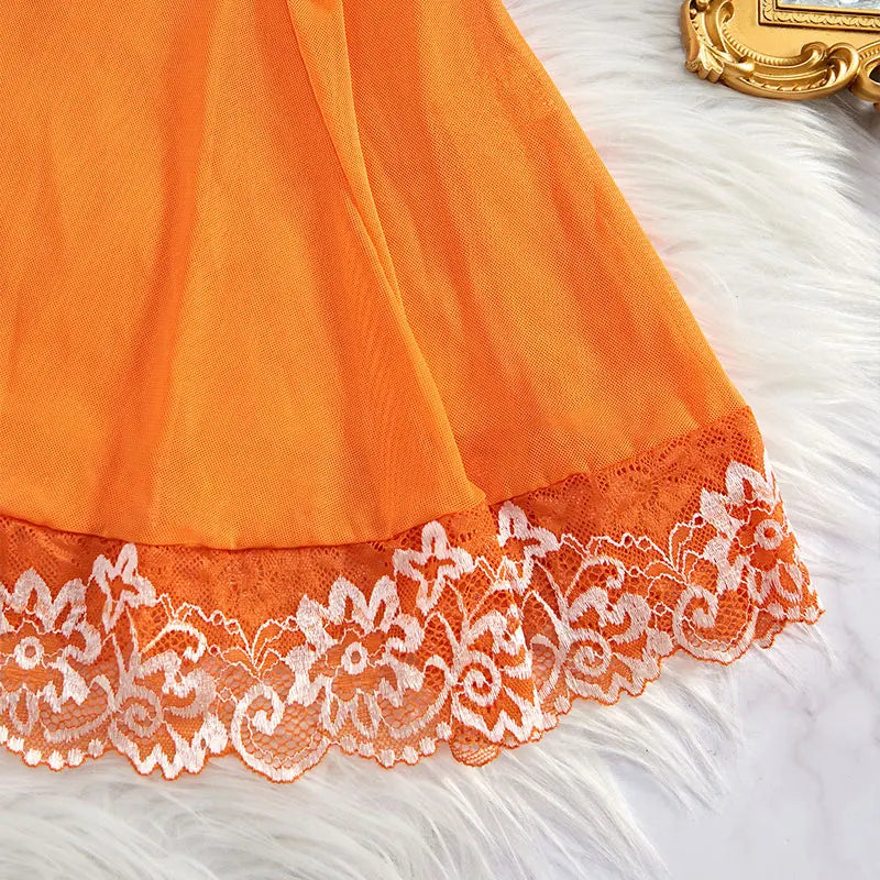 Fancy In Bloom Contrast Lace Babydoll & Thong Set