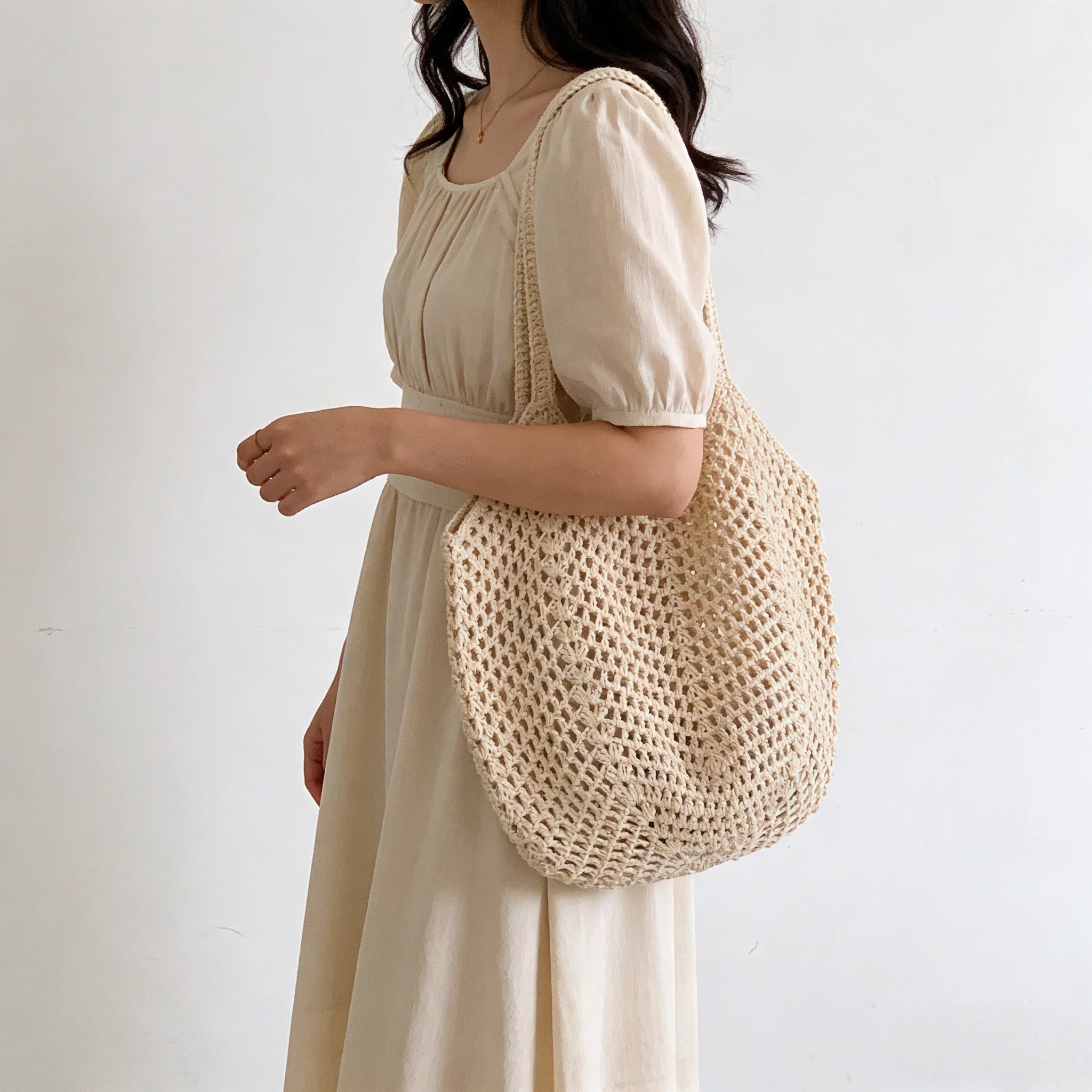 Seaside Daydream Crochet Shoulder Tote Bag