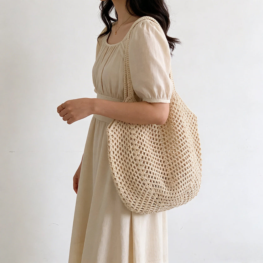 Seaside Daydream Crochet Shoulder Tote Bag