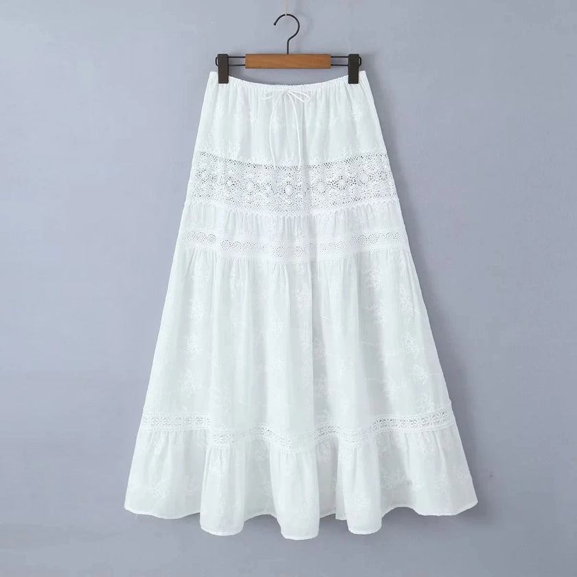 Ibiza Nights Embroidered Off Shoulder Crop & Maxi Skirt Set