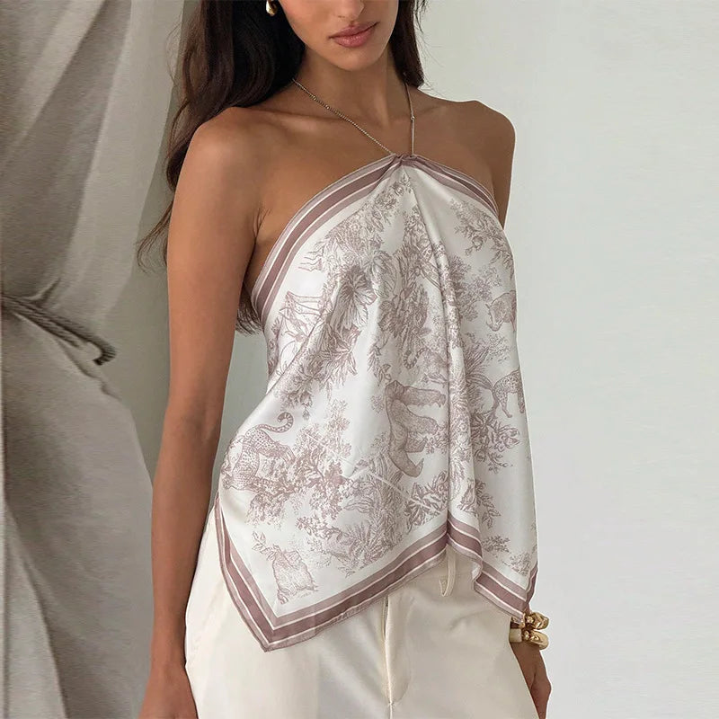 Porcelain Scarf Halter Top