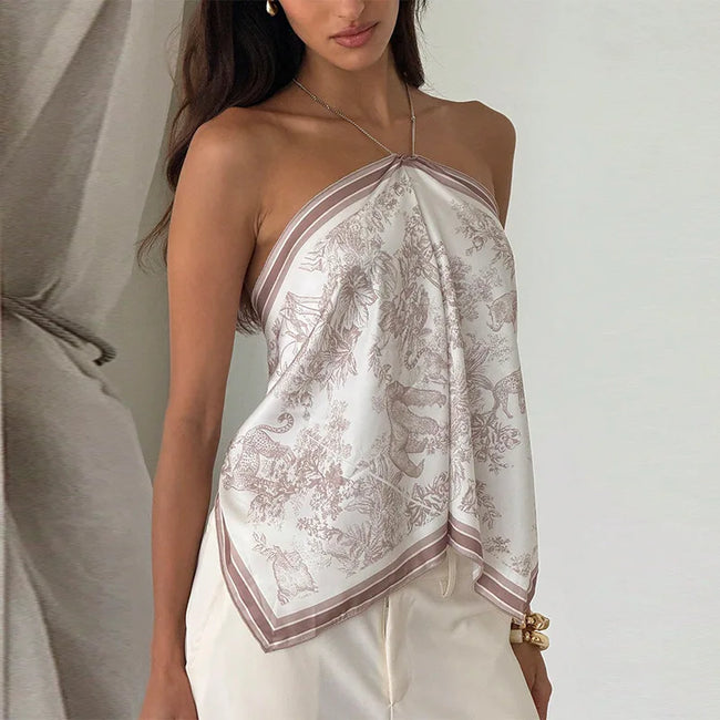 Porcelain Scarf Halter Top