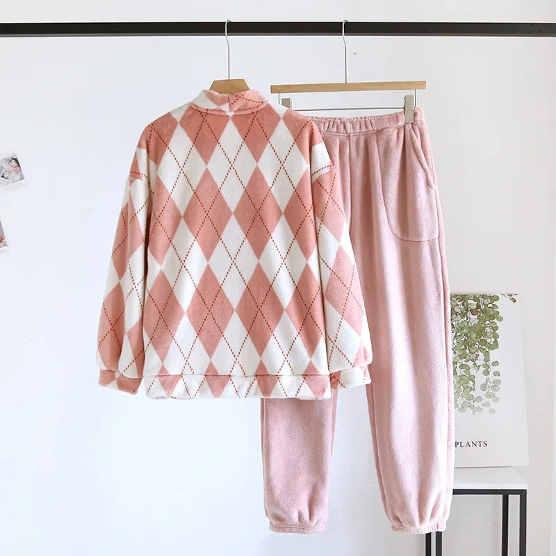 Cozy Chess Club Argyle Flannel Pajama Set