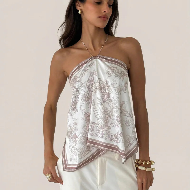 Porcelain Scarf Halter Top