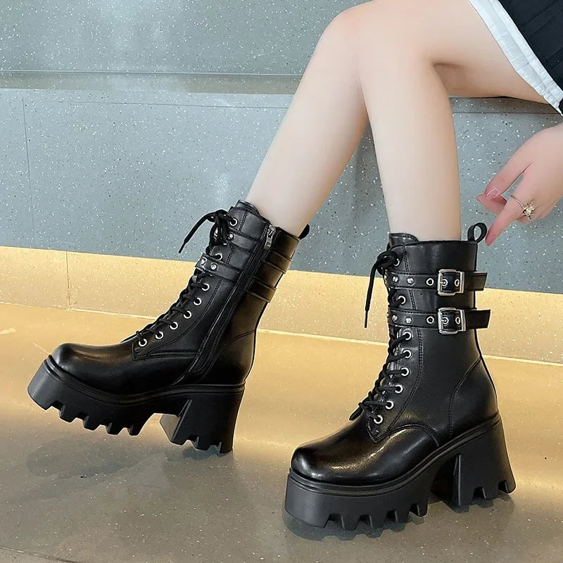 Rebel Platform Buckle Boots