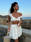 Mediterranean Moment Ruffle Crop Top & Mini Skirt Set