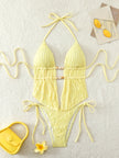 Shell Yeah Textured Halter Cut-Out One Piece Swimsuit