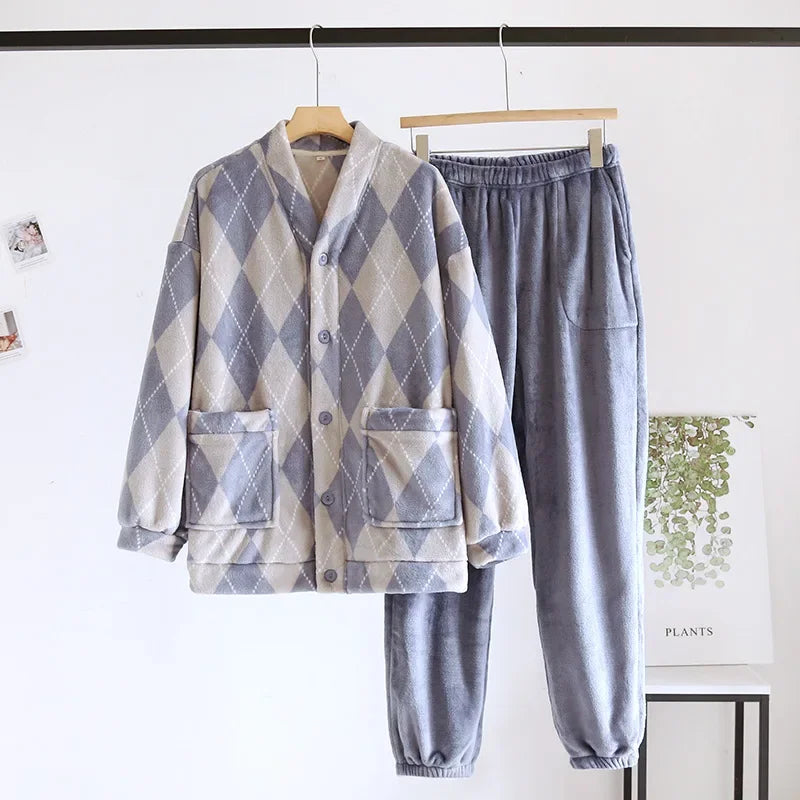 Cozy Chess Club Argyle Flannel Pajama Set