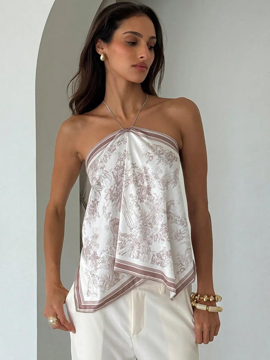 Porcelain Scarf Halter Top