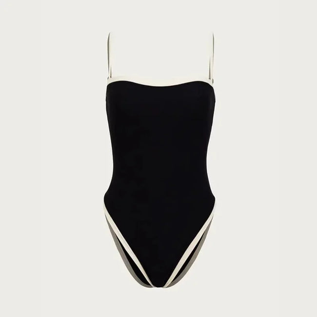Less Is More Contrast Trim Square Neck One Piece