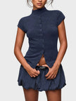 Boat Neck Button Top