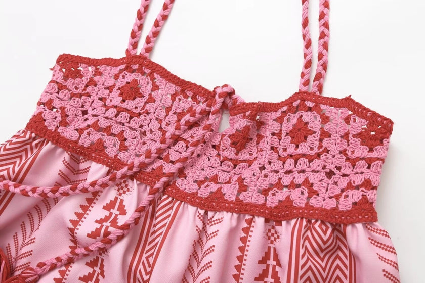 Embroidered Tassel Maxi Dress
