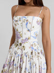 Floral Bow Corset Midi Dress
